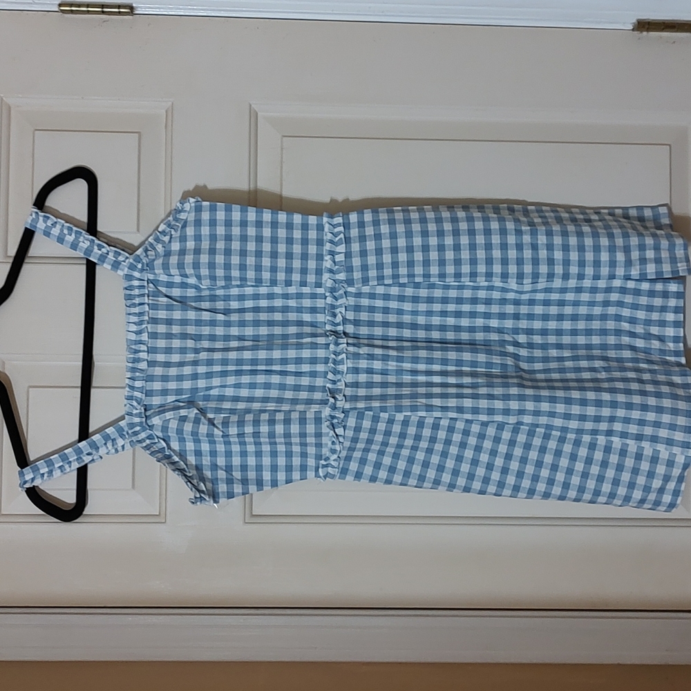Derek Heart, women's medium, Linen Blue and white gingham mini dress. Never worn